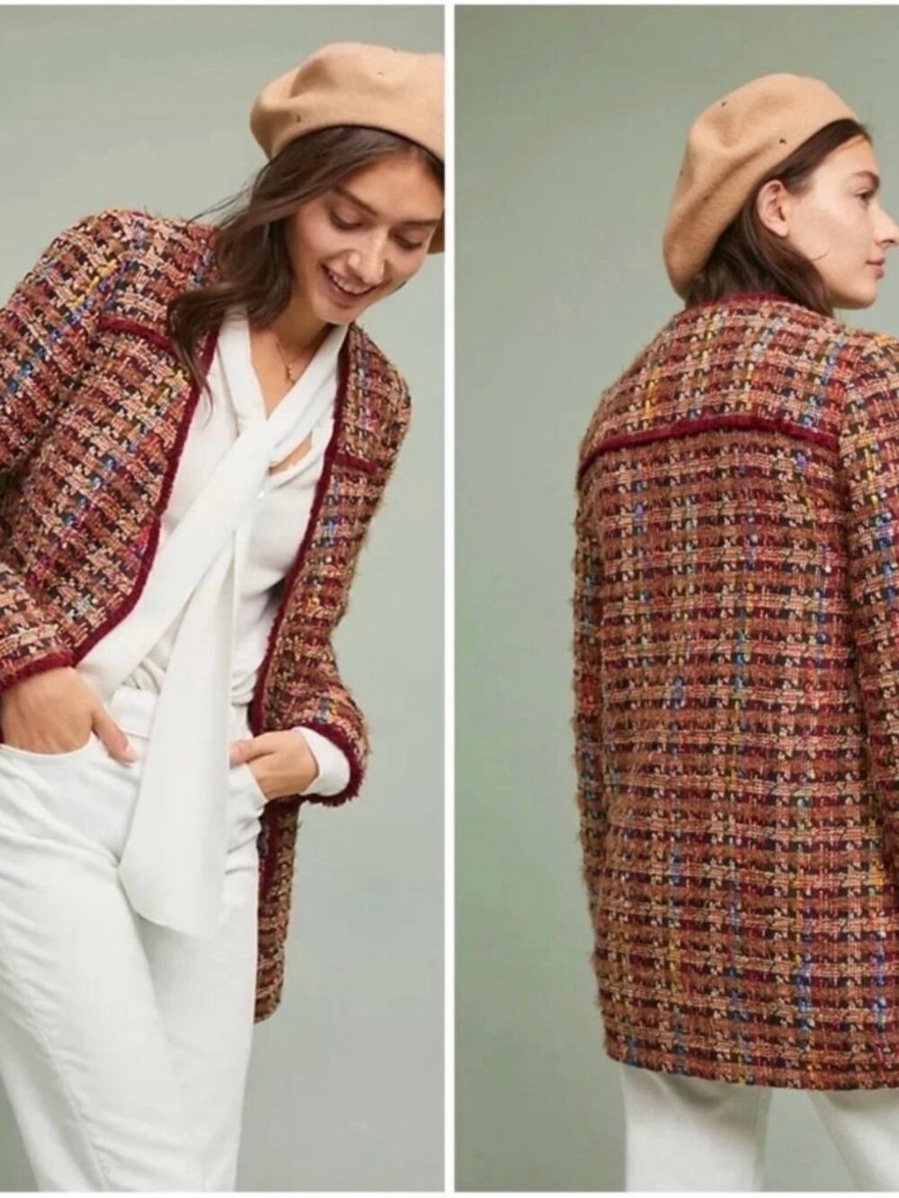 Anthropologie ett:twa Harlequin Tweed Blazer Jacket — Size M